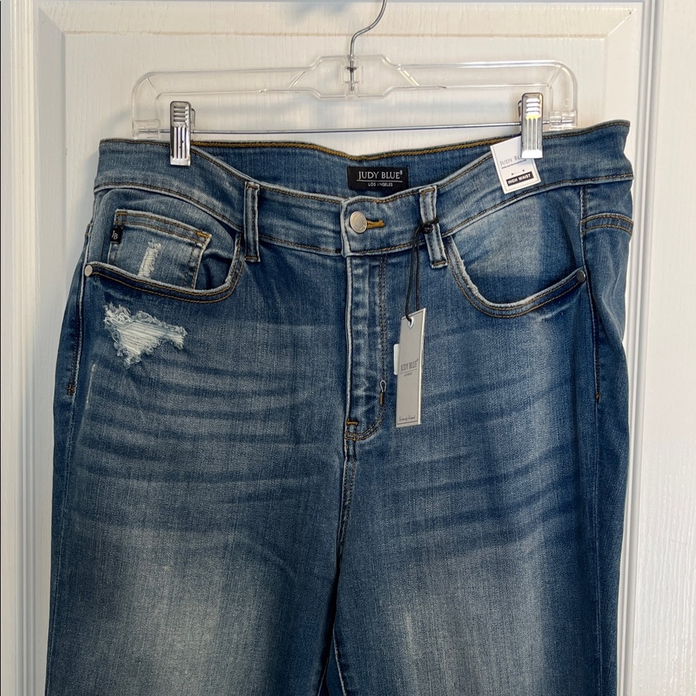 Judy Blue Distressed Straight Leg Jeans - Blue